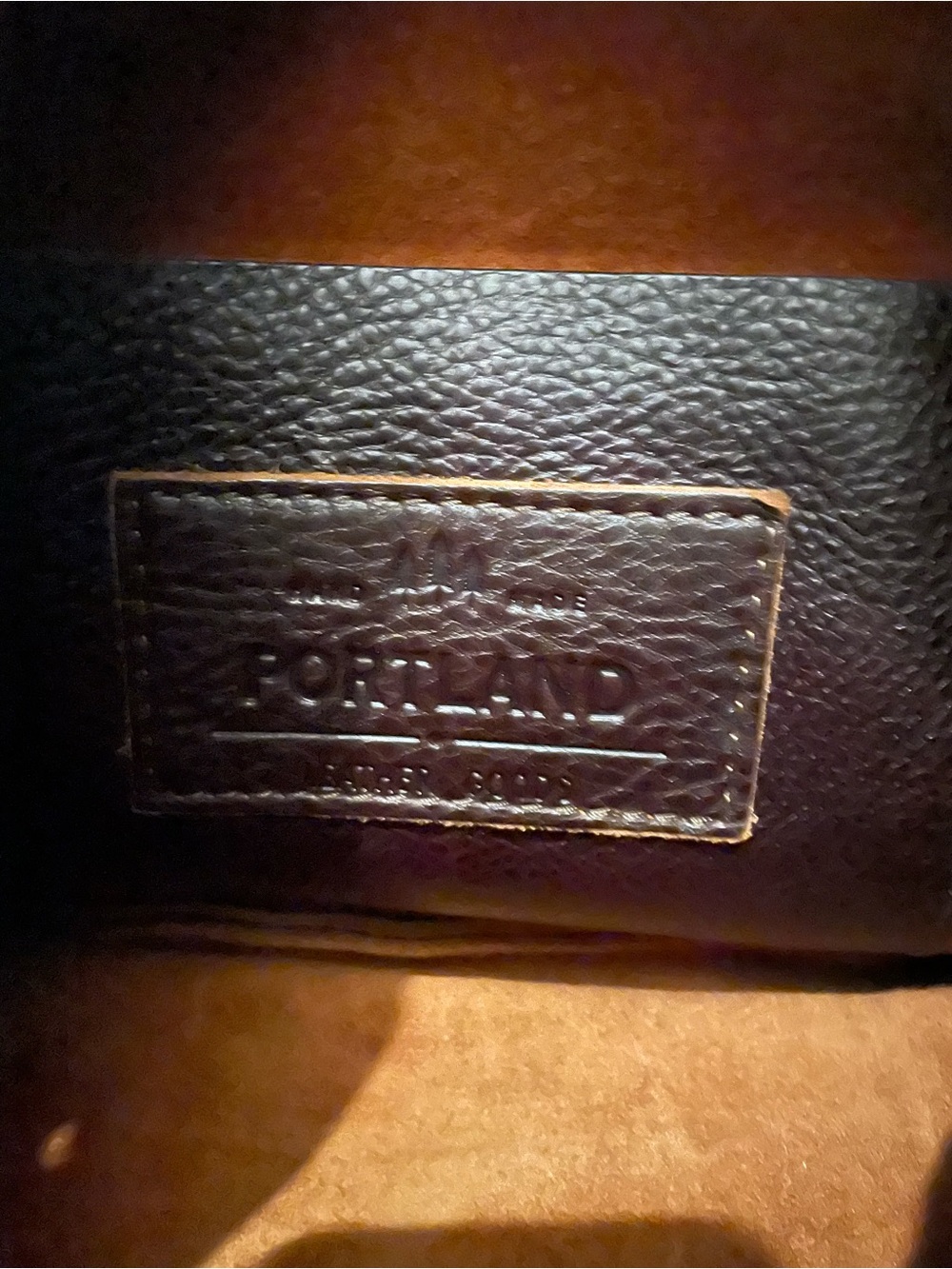 Portland Leather brown Pebble-Grain Shoulder Bag with Tan Interior